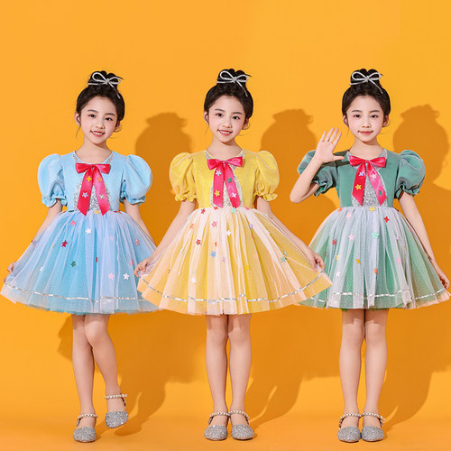 六一儿童节合唱演出服女童舞蹈蓬蓬裙男童礼服小学生毕业表演服装 - 图0