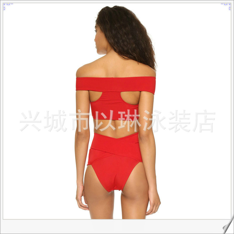 swimming suit潮流时尚分体泳衣女士性感比基尼多色高腰泳装 - 图3