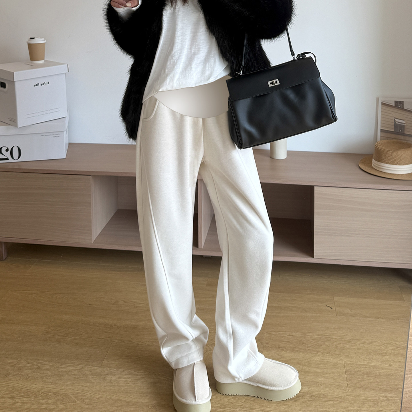 大码孕妇阔腿裤春秋新品托腹弯腿裤宽松拖地运动裤休闲垂感长裤子,淘宝优惠券,粉丝福利购,淘宝优惠卷