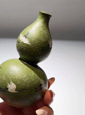 中式小青柑仙鹤葫芦陶瓷茶宠摆件
