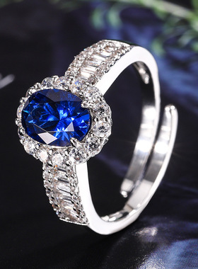 2024新款珠宝S925银镀18K金彩宝刚玉椭圆复古形6*8女款戒指戒圈