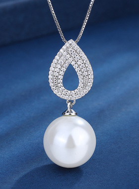 新款高档珠宝镀18K金镶嵌贝母珍珠韩版时尚简约款珍珠套装14mm