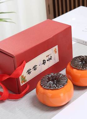 石湾陶瓷公仔事事如意仿真柿子摆件新中式客厅电视柜桌面新居礼品