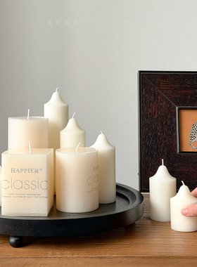 侘寂风简约实木托盘蜡烛香薰摆件