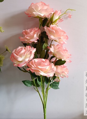 新款大玫瑰仿真花花头把束绢花客厅室内装饰花束插花束花艺摆件