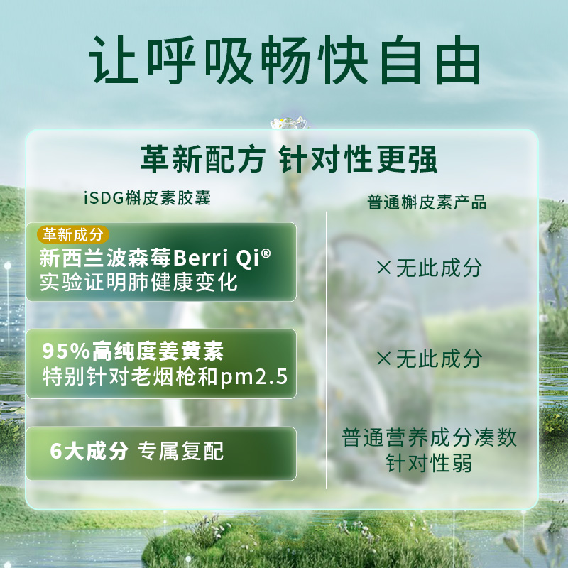 isdg畅快呼吸中老年人肺部保健品养肺润肺胶囊槲皮素营养胶囊60粒 - 图1