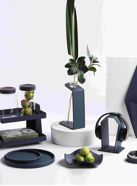 储物盒样板间花器皮革简约现代