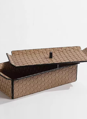 北欧简约现代皮艺白色托盘收纳盒摆件售楼处样板间酒店家庭软装