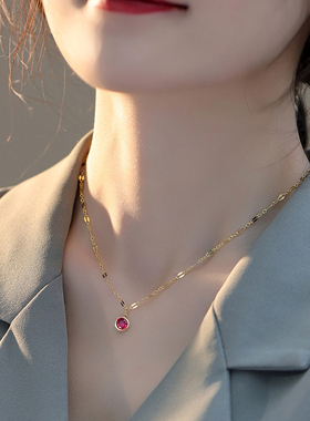 【官方正品】14K金红色单钻项链