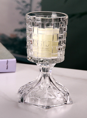创意个性水晶玻璃烛台杯烛光晚餐摆设香薰烛台酒店宴会摆件蜡烛台