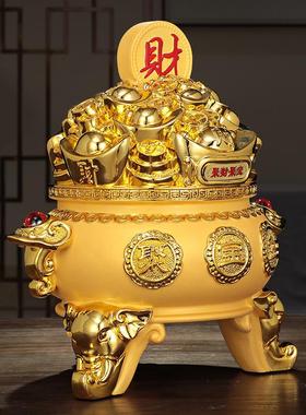摆件存钱罐聚宝盆装饰创意礼品2022客厅吉祥物金聚宝盆办公室品年