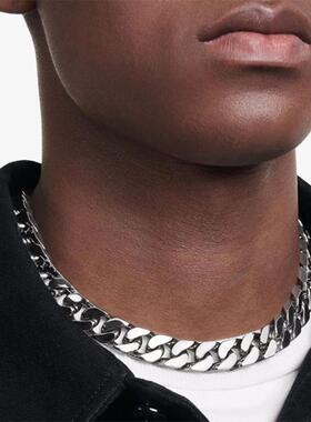 项链古巴链粗嘻哈欧美钛钢金色男cuban/link锁骨小众女链条男士款
