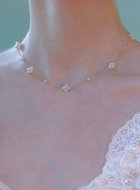 项链珍珠锁骨链女小众设计感轻奢高级颈链年新款气质满天星天然仙