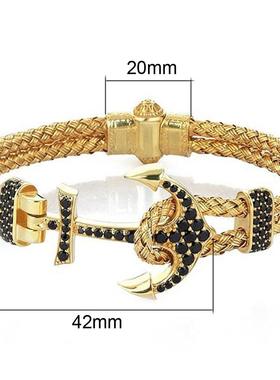 男士钛钢项链嘻哈船锚个性吊坠链手镯欧美霸气摇滚镀毛衣女潮热销