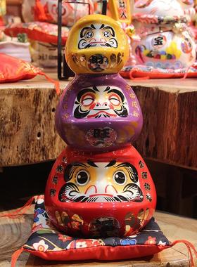 达摩摆件日式装饰开业店铺招财猫创意料理寿司礼品福陶瓷日本存钱