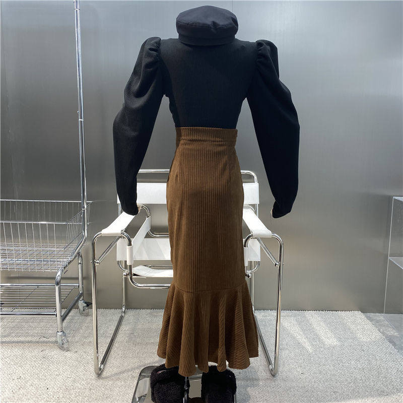  茶花有猫半身裙