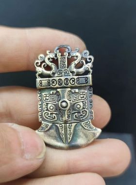 男女黄铜中式仿古饕鬄吊坠