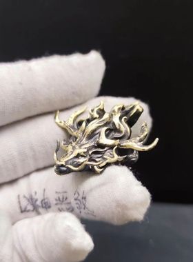 潮男黄铜龙头挂饰钥匙扣