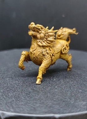 麒麟神兽黄铜汽车钥匙扣挂件古风男潮手工编织钥匙链个性吊坠挂绳