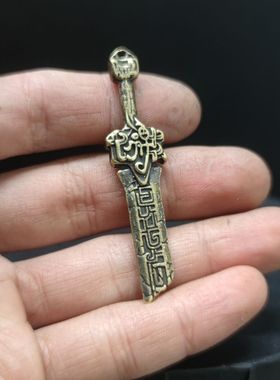 黄铜简约残剑吊坠男潮霸气个性断剑项链女时尚礼物项链男帅气吊坠