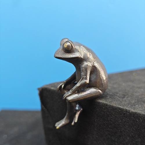 黄铜做旧可爱呆萌发呆的青蛙写实仿真动物模型思考蛙手办摆件雕像 - 图3