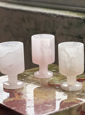 高档酒杯玉石桌面装饰摆件烛台