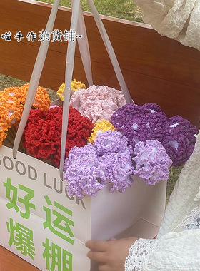 手工编织康乃馨毛线花束diy材料包成品自制钩针母亲节教师节礼物