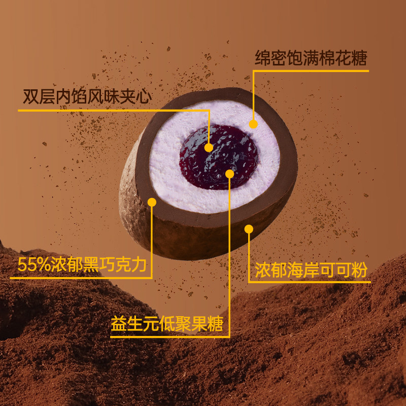 巧兮兮绵绵巧克力豆棉花糖黑巧涂层休闲夹心解馋办公室儿童小零食
