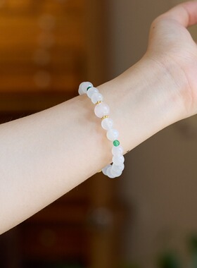 天然白玛瑙手链串珠女十相自在三