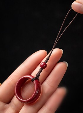 天然朱砂手机挂绳指环扣汽车钥匙