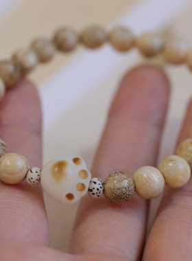天然奶香檀木手链串珠女星月炭烧