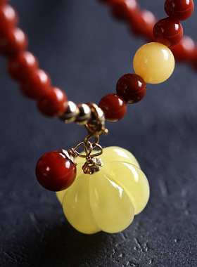 南红玛瑙多圈手串3.5mm柿子红饰