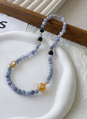 【静谧星河】天然海蓝宝水晶手串