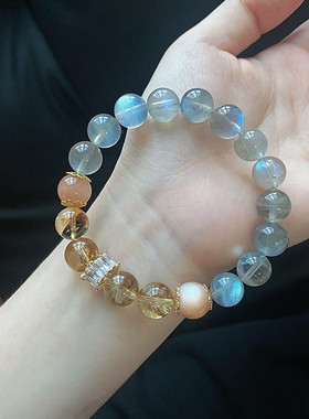 天然灰月光石10mm手串单圈小众设