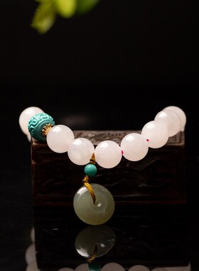 藕粉和田玉手串10mm单圈DIY女款