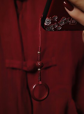 朱砂手机挂绳指环挂件钥匙扣短款