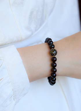 8MM天然印度小叶紫檀黄色大漆珠