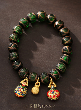雍香老秦香灰琉璃手串绿色香灰一