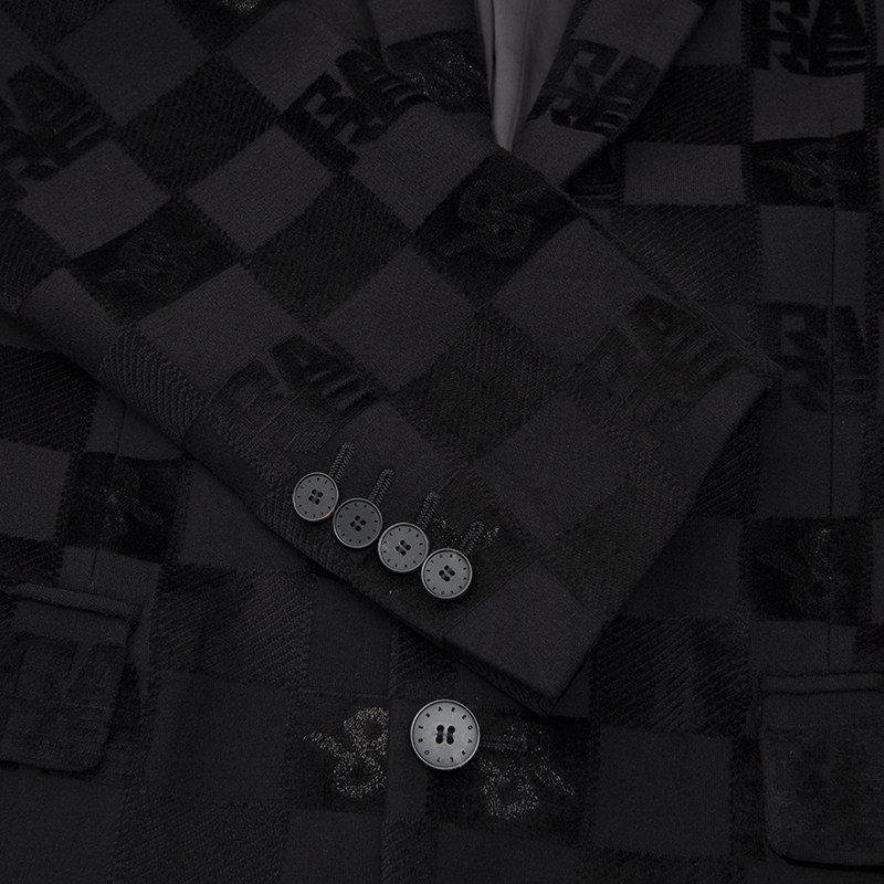 RARE威雅男装秋冬新款男士黑色格纹RARE 双R提花休闲绅士西服外套,淘宝优惠券,粉丝福利购,淘宝优惠卷