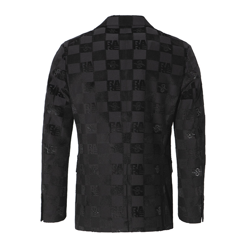 RARE威雅男装秋冬新款男士黑色格纹RARE 双R提花休闲绅士西服外套,淘宝优惠券,粉丝福利购,淘宝优惠卷