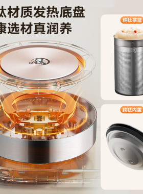 苏泊尔养生壶纯钛发热盘1.5L加厚玻璃十大炖煮功能电煮茶SW-15Y29
