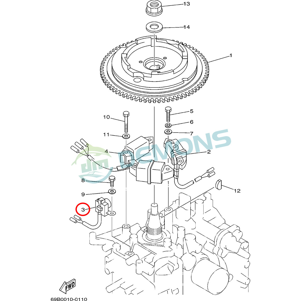 3)翟墨雅马哈舷外机船外挂机橡皮艇冲锋舟触发器总成66M-85580-00 - 图1