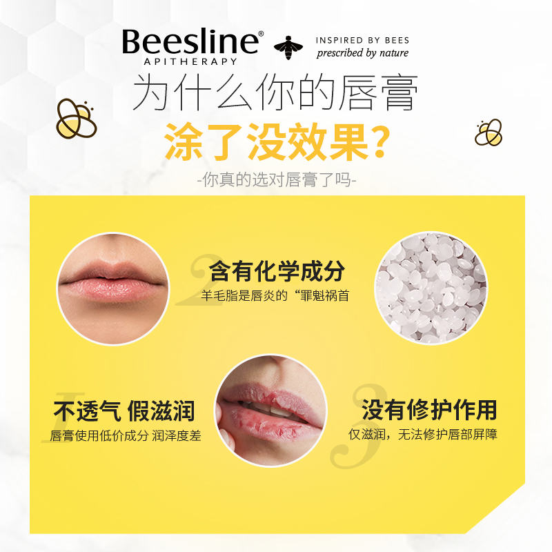 beesline蜂蜡润唇膏女保湿滋润补水淡不油腻无色正品保湿 - 图2