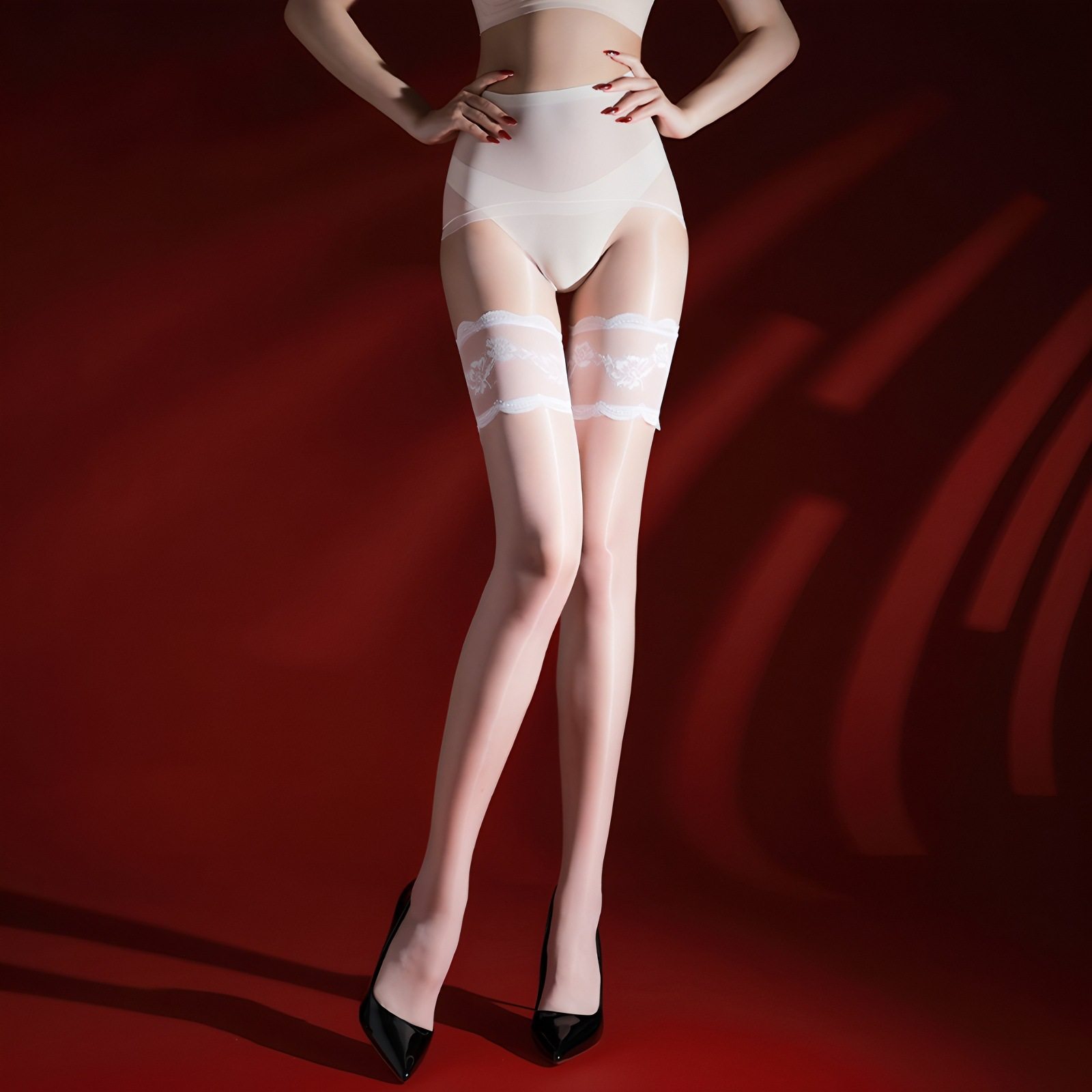 极光超薄黑丝假两件蕾丝花边拼接丝袜女油亮大腿袜假过膝高筒袜子,淘宝优惠券,粉丝福利购,淘宝优惠卷