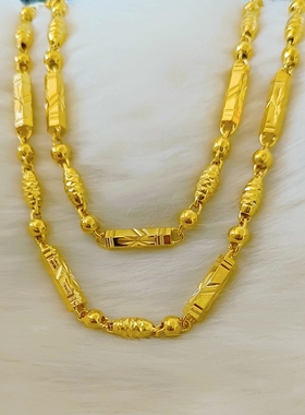 越南沙金项链男士镀金空心六角项链久不掉色厚金女橄榄珠包金链子