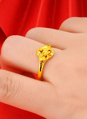 戒指不掉色指环女气质简约真镀金饰品小众高级感精致金店同款