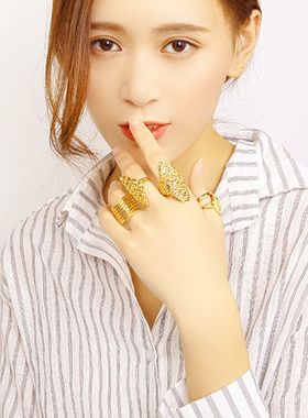 正宗越南沙金戒指女久不掉色流行色活口可调节大花戒子婚庆首饰品