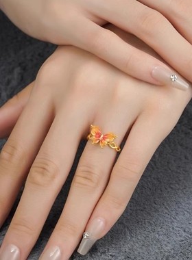 深圳水贝金包银女戒指可调节素圈爆闪情侣指环实心送女友老婆礼物