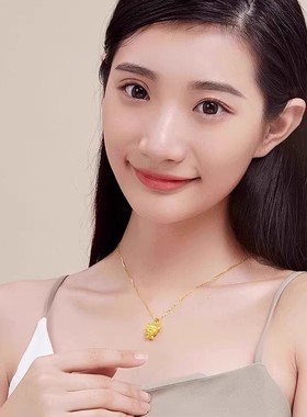 新款黄金项链女十二生肖本命年金包银吊坠龙兔蛇年男女款生日礼物