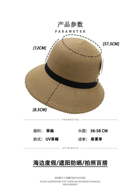 花儿与少年陈数同款大帽檐太阳帽子优雅蝴蝶结织带草帽时尚百搭